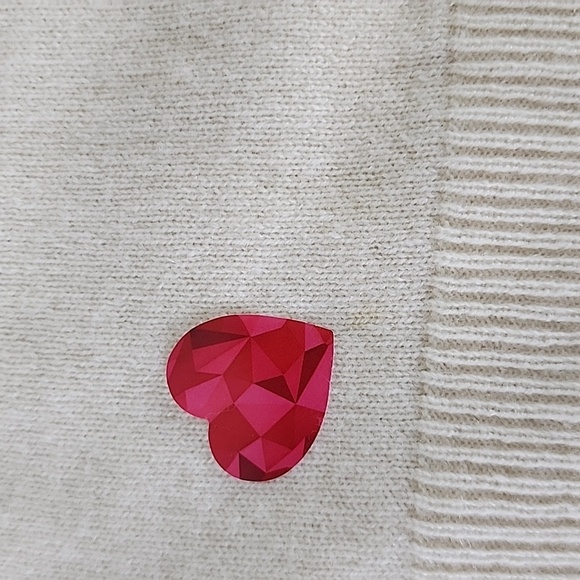 Ann Taylor 100% cashmere cream vneck sweater with bow Size Medium FLAWS - Picture 7 of 11